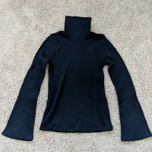 Navy Turtleneck w/ Flute Sleeves